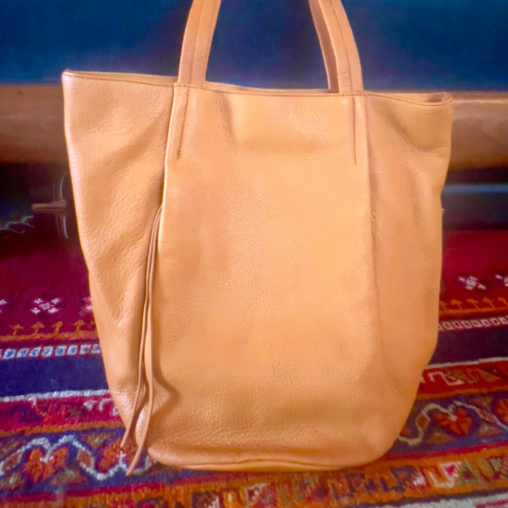 Hobo Apricot Brown Leather Bucket Bag